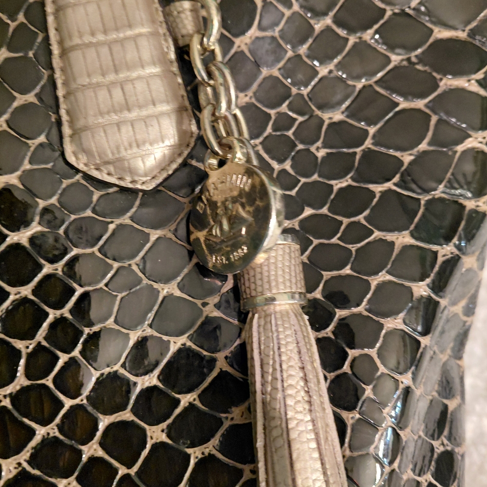 Brahmin Black and Gold Croc-Embossed Tote with Tassel - Picture 6 of 16